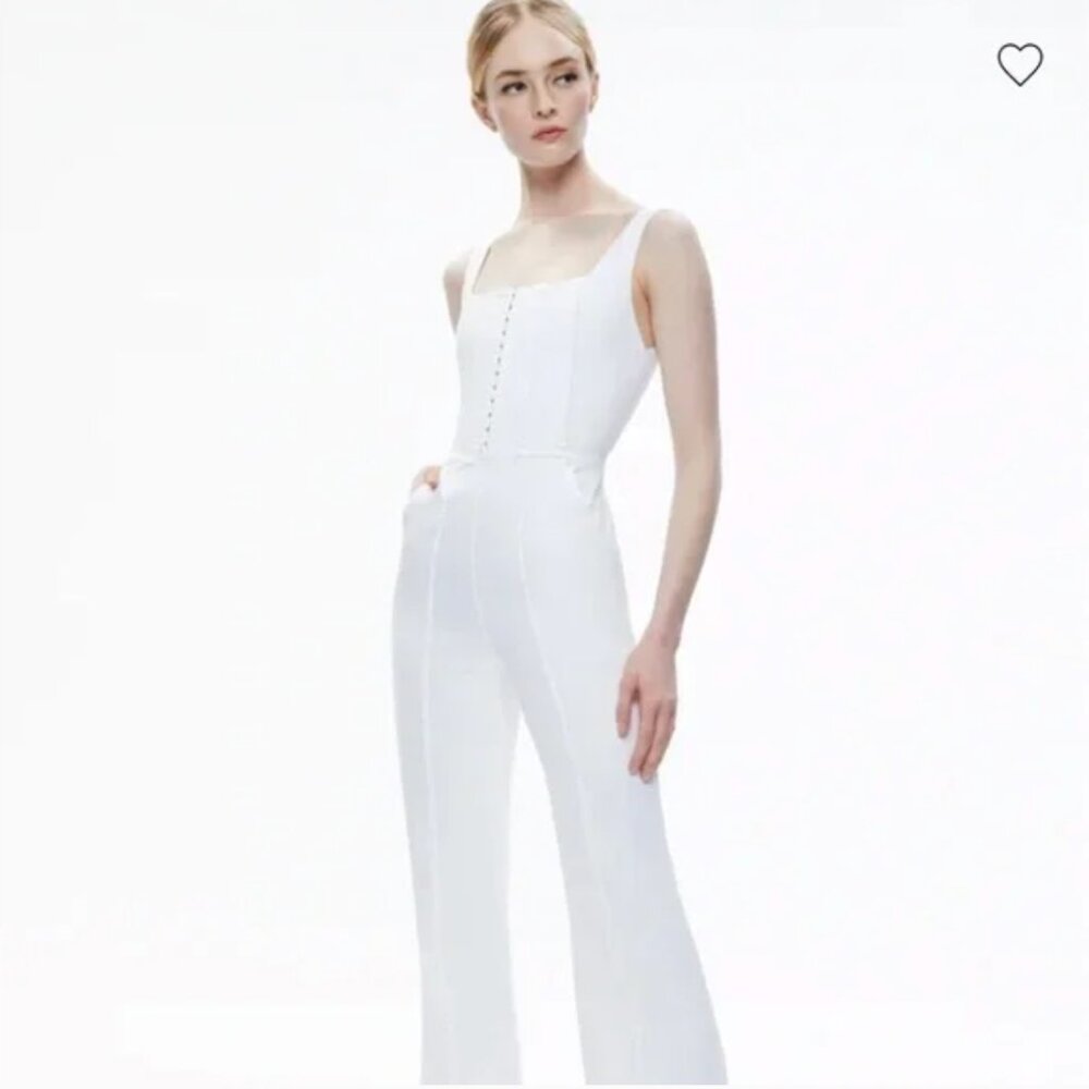 Alice + Olivia chels stretch-denim jumpsuit USA small 26